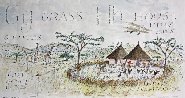 Charlotte Voake - Gg GRASS Hh HOUSE (On the reverse of this picture is a full colour drawing from Mr Davies and the baby)