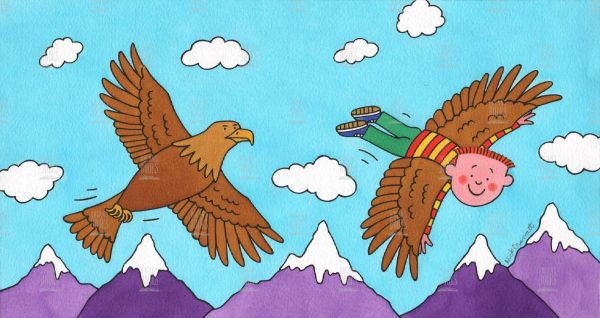 Nick Sharratt - Boy flying high over the mountains