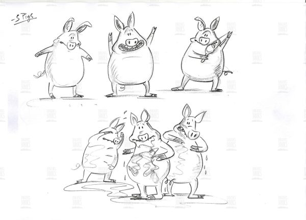 Sylvia Bennion - Two "Naughty Pigs" character situations